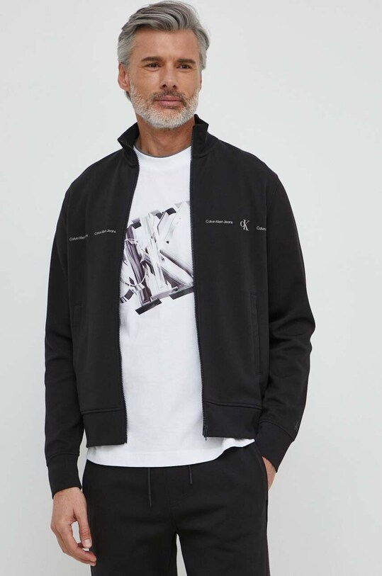 Mikina Calvin Klein Jeans bez kapuce černá J30J325493