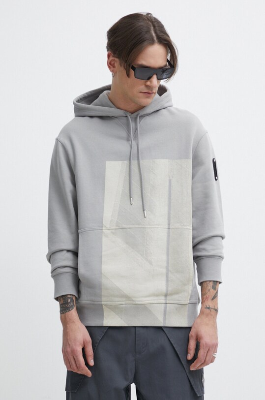 A-COLD-WALL* bluza bawełniana Strand Hoodie nadruk szary ACWMW186