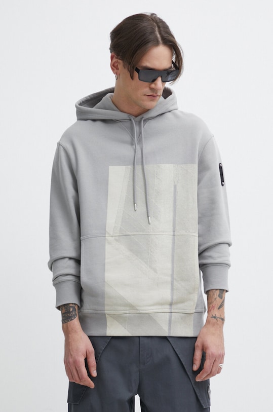 A-COLD-WALL* hanorac de bumbac Strand Hoodie print gri ACWMW186