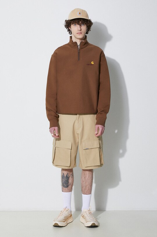 Кофта Carhartt WIP Half Zip American Script Sweat I027014.1ZDXX коричневый SS24