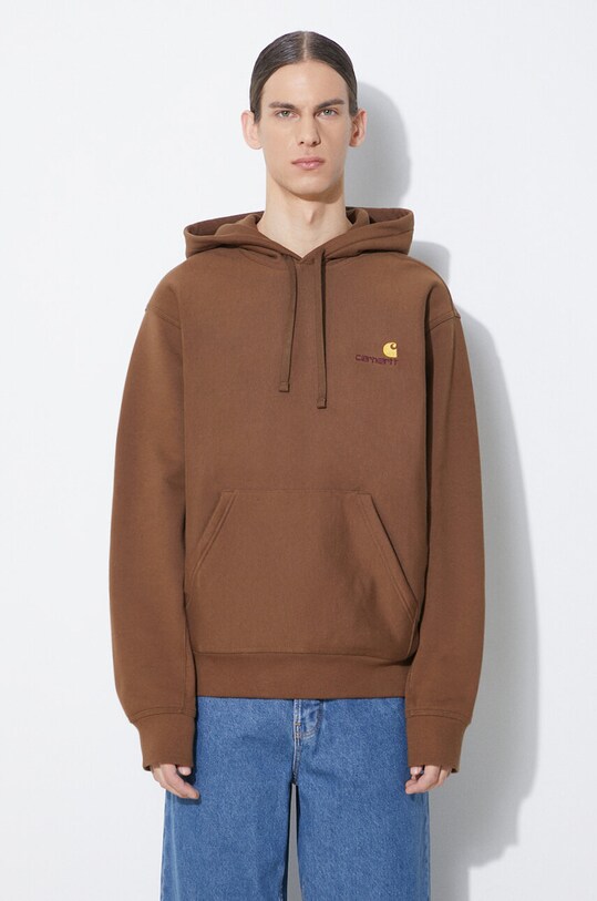 Mikina Carhartt WIP Hooded American Script Sweat hnedá I028279.1ZDXX