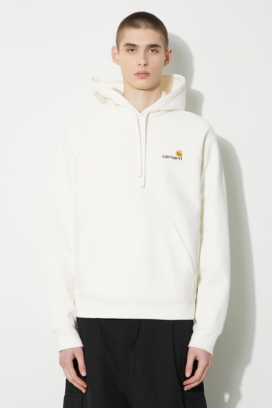 Carhartt WIP sweatshirt Hooded American Script Sweat applique beige I028279.D6XX