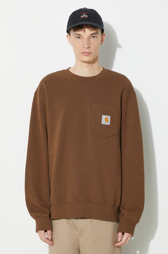 Carhartt WIP cotton sweatshirt Pocket Sweat cotton brown I030903.1ZDXX