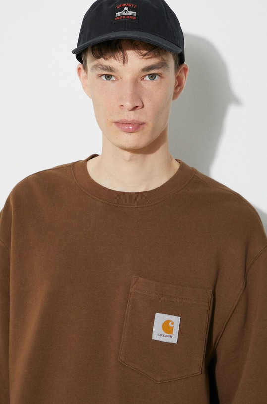 Carhartt WIP cotton sweatshirt Pocket Sweat I030903.1ZDXX brown
