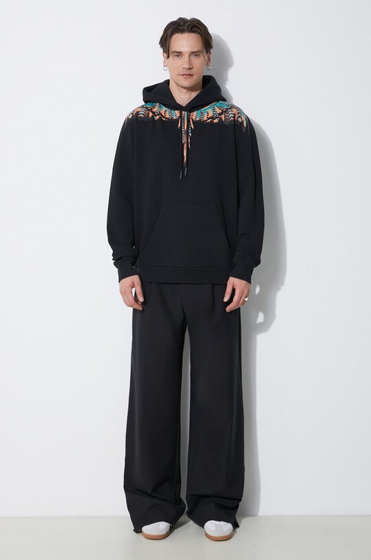 Marcelo Burlon bluza bawełniana Grizzly Wings Regular Hoodie CMBB007S24FLE0021020 czarny SS24
