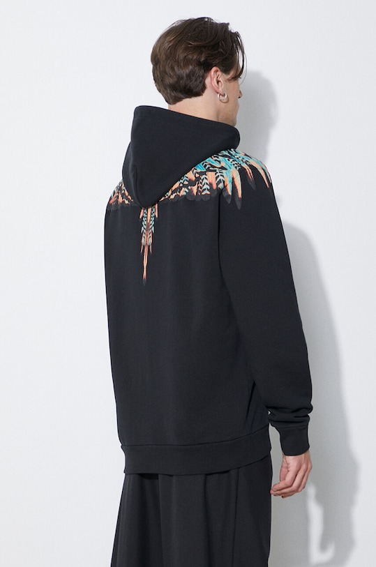 Одяг Бавовняна кофта Marcelo Burlon Grizzly Wings Regular Hoodie CMBB007S24FLE0021020 чорний