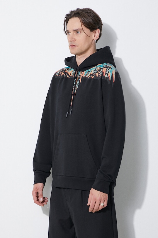 Бавовняна кофта Marcelo Burlon Grizzly Wings Regular Hoodie чорний CMBB007S24FLE0021020