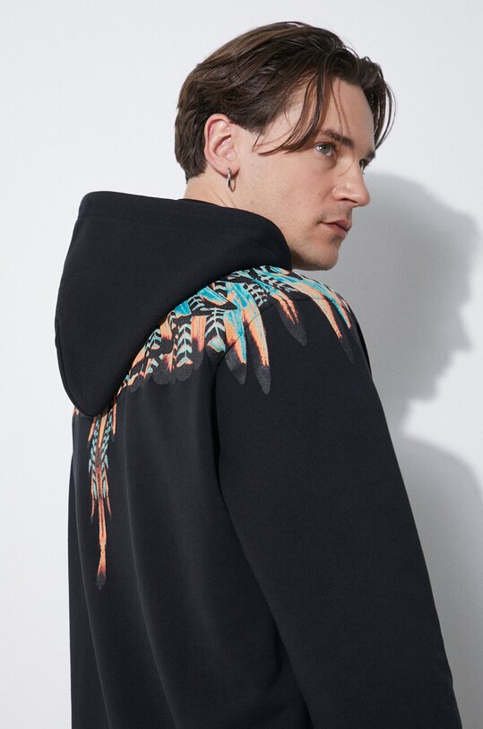 Marcelo Burlon bluza bawełniana Grizzly Wings Regular Hoodie CMBB007S24FLE0021020 czarny
