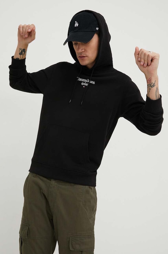 Tommy Jeans bluza bawełniana nadruk czarny DM0DM18610