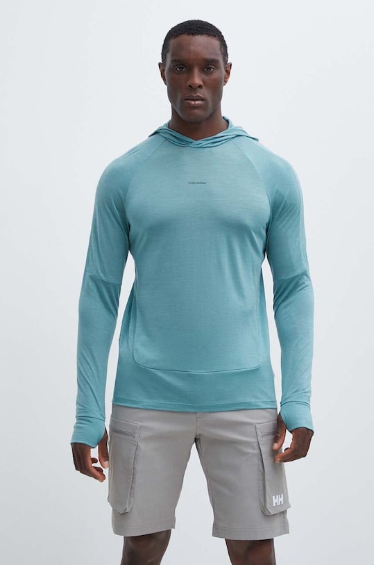 Спортивная кофта Icebreaker 125 Cool-Lite Merino Blend Sphere с капюшоном зелёный IB0A56EUA751