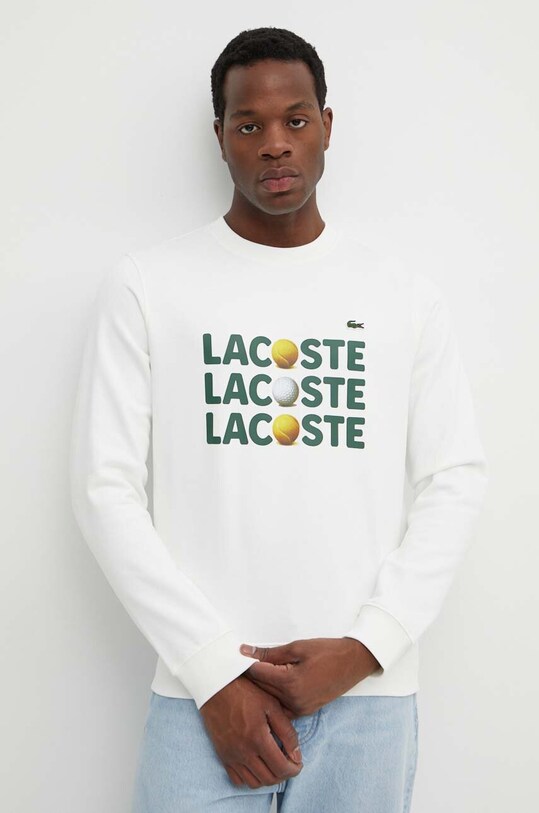 Lacoste hanorac de bumbac print bej SH7421