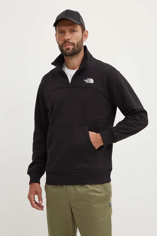 The North Face bluză M Essential Qz Crew negru NF0A87FCJK31