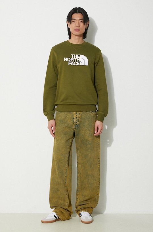 The North Face hanorac de bumbac M Drew Peak Crew NF0A4SVRPIB1 verde SS24