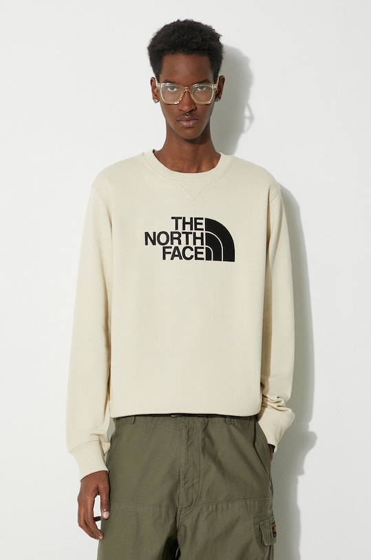 The North Face bluza bawełniana M Drew Peak Crew Light aplikacja beżowy NF0A4T1E3X41