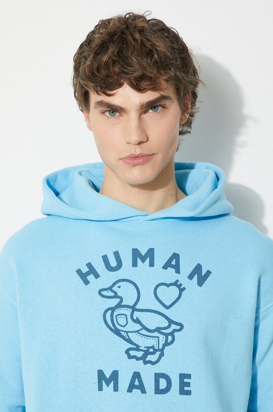 Human Made felpa in cotone Tsuriami Hoodie HM27CS028 blu