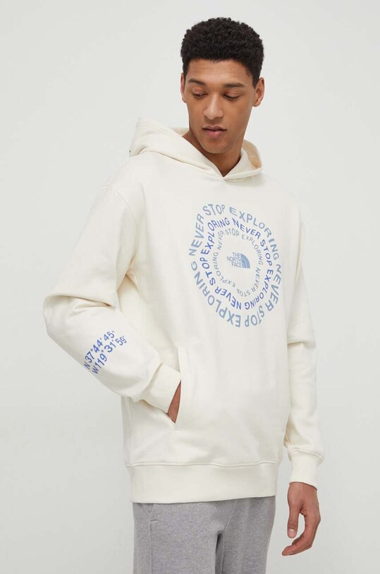 Βαμβακερή μπλούζα The North Face στάμπα μπεζ NF0A87F3QLI1