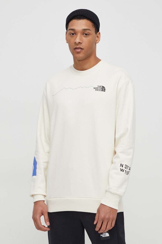 The North Face bluza bawełniana nadruk beżowy NF0A87F4QLI1