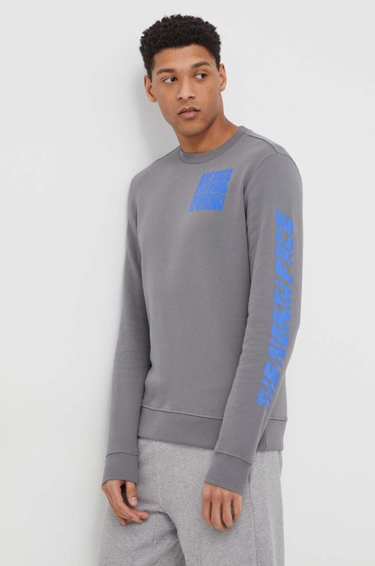 The North Face pamut melegítőfelső nyomtatásos szürke NF0A87EK0UZ1