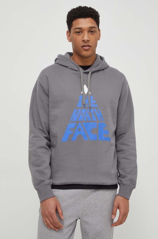 Bavlněná mikina The North Face s kapucí šedá NF0A87EJ0UZ1