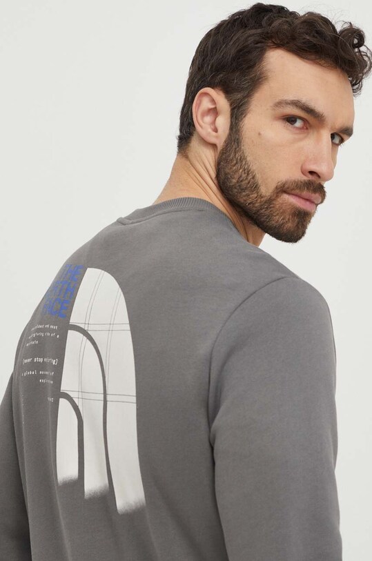 The North Face bluza bawełniana nadruk szary NF0A87EU0UZ1
