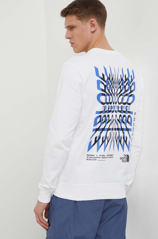 Bavlněná mikina The North Face bez kapuce bílá NF0A87EBFN41