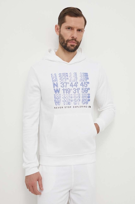 The North Face hanorac de bumbac print alb NF0A87EAFN41