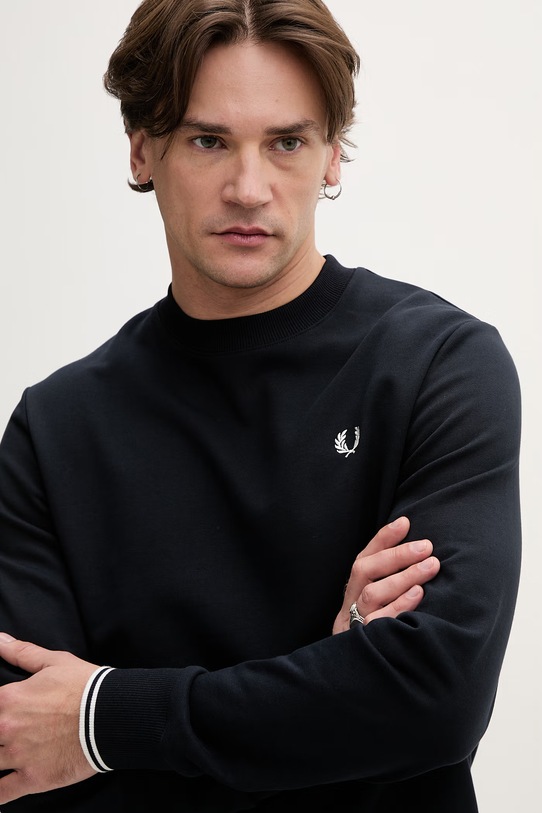 Хлопковая кофта Fred Perry Crew Neck Sweatshirt тёмно-синий M7535.248