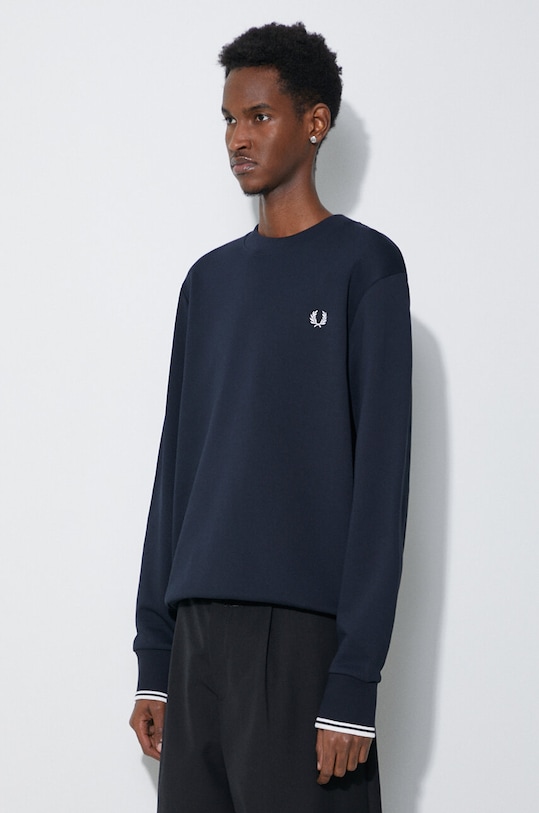 Бавовняна кофта Fred Perry Crew Neck Sweatshirt темно-синій M7535.248