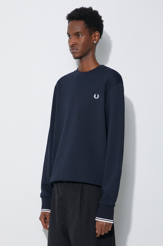 Fred Perry bluza bawełniana Crew Neck Sweatshirt granatowy M7535.248