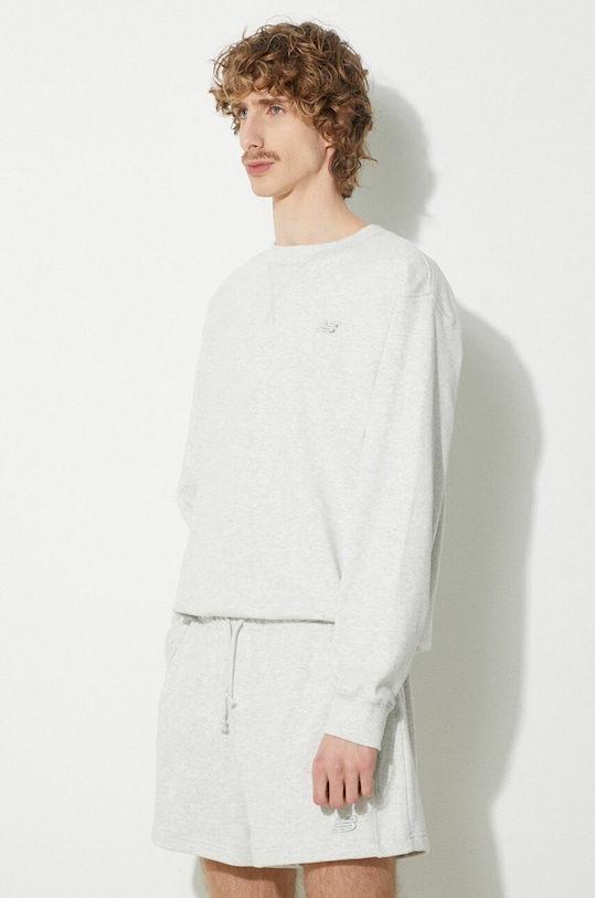 New Balance bluza bawełniana MT41506AHH szary MT41506AHH