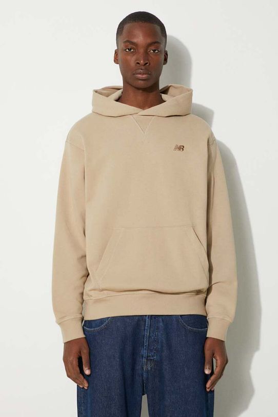 New Balance hanorac de bumbac cu gluga bej MT41534SOT