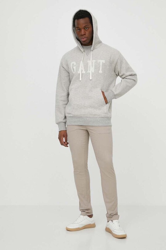 Хлопковая кофта Gant 2054026 серый SS24