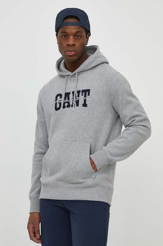 Gant bluza bawełniana z kapturem szary 2006076