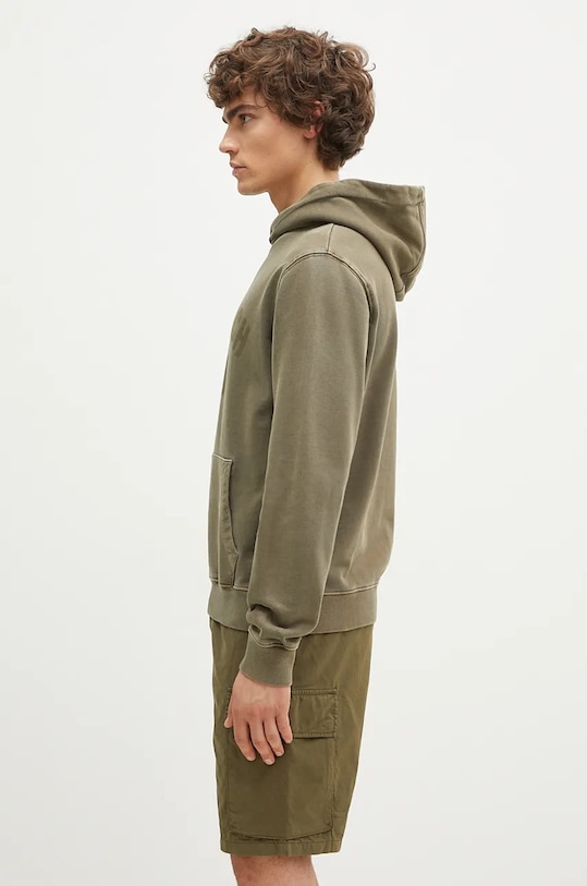 Bavlněná mikina Woolrich Garment Dyed Logo Hoodie CFWOSW0220MRUT3686 zelená SS24