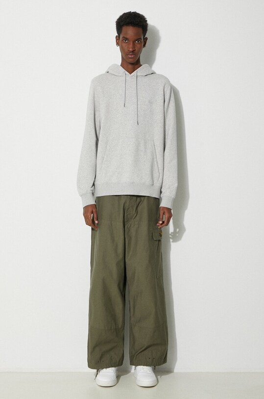 Woolrich bluza Logo Script Hoodie CFWOSW0224MRUT3684 gri SS24