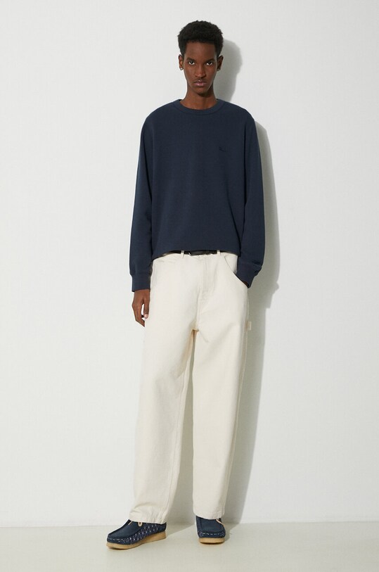 Mikina Woolrich Logo Script Crewneck CFWOSW0225MRUT3684 námořnická modř SS24