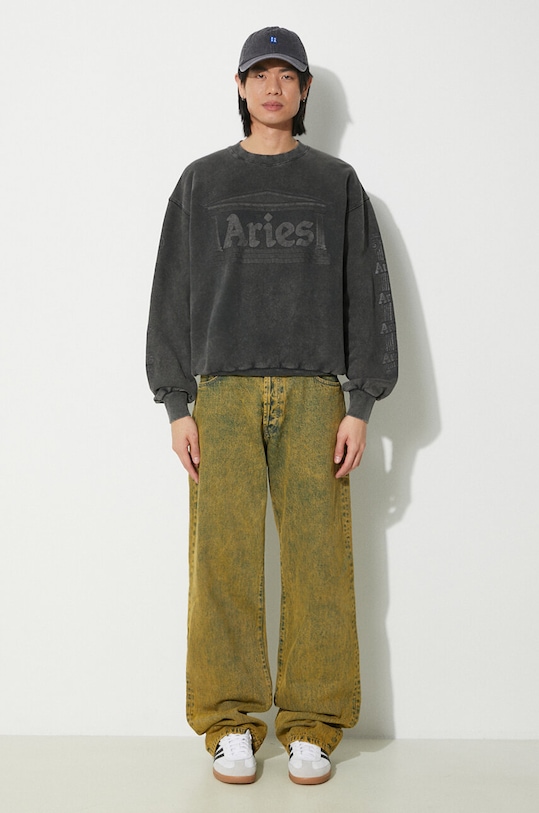 Aries cotton sweatshirt Aged Ancient Column Sweat SUAR20033X black SS24