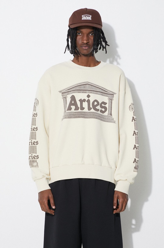 Aries cotton sweatshirt Ancient Column Sweat beige SUAR20034