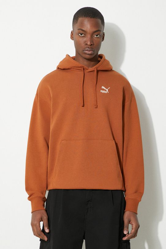 Bavlněná mikina Puma BETTER CLASSICS hladký hnědá 624241