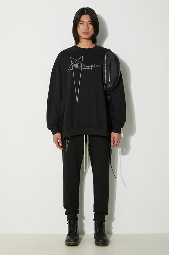 Rick Owens bluza bawełniana x Champion Jumbo Sweat CM01D0462 czarny SS24