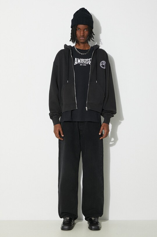 AMBUSH bluza bawełniana Embroidered Emblem Zip Up BMBE002S24FLE0011001 czarny SS24