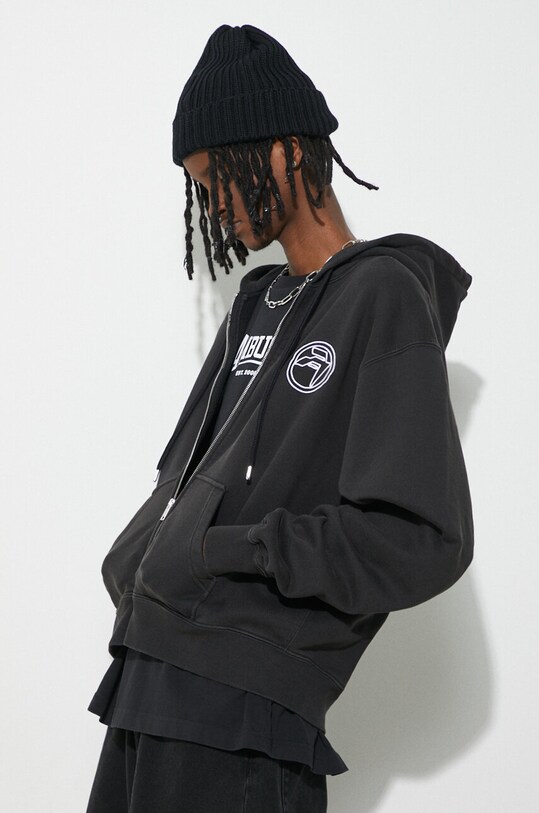 AMBUSH bluza bawełniana Embroidered Emblem Zip Up czarny BMBE002S24FLE0011001