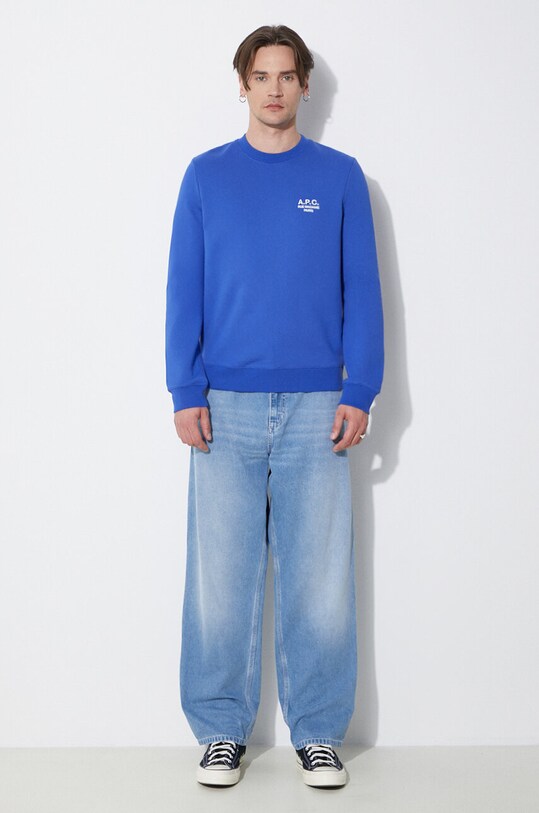 Bavlněná mikina A.P.C. sweat rider COEZD.H27699.TIC modrá SS24