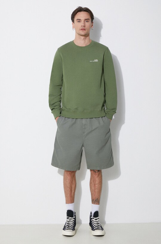 Хлопковая кофта A.P.C. sweat item COFBQ.H27608.KAE зелёный SS24