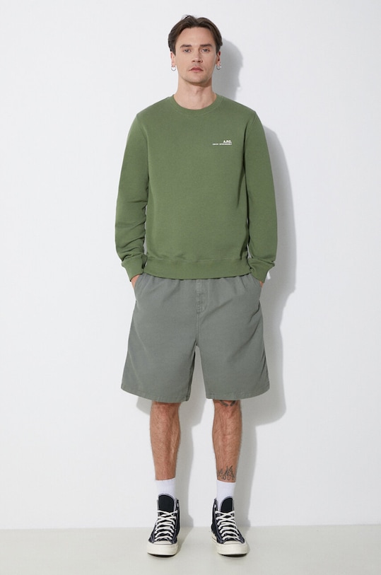 Памучен суичър A.P.C. sweat item COFBQ.H27608.KAE зелен SS24