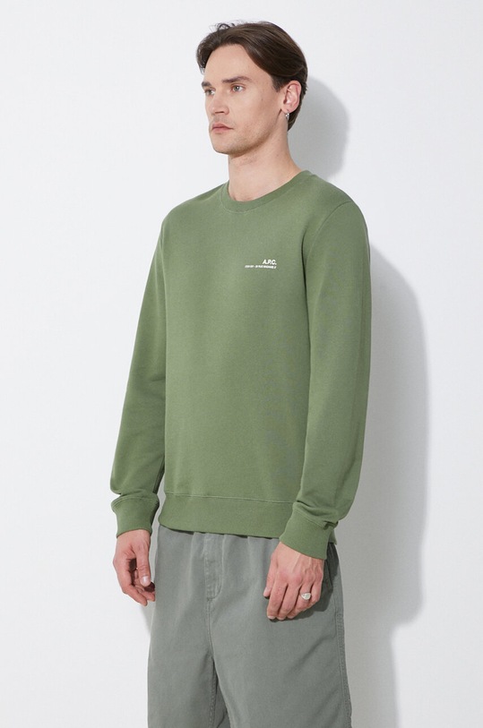 Памучен суичър A.P.C. sweat item зелен COFBQ.H27608.KAE
