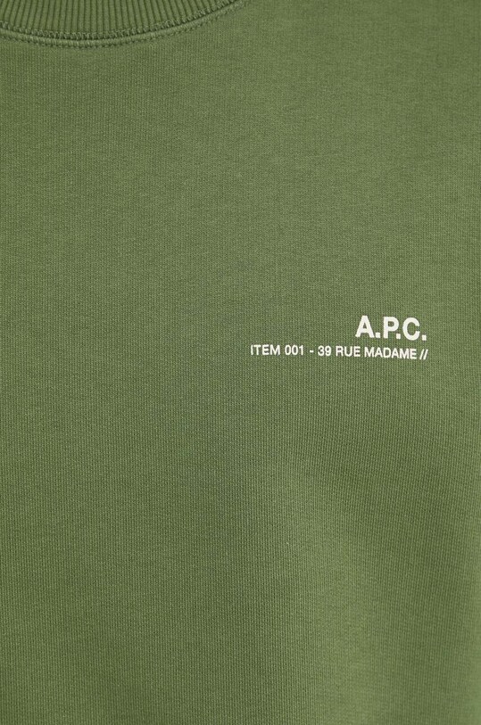 Хлопковая кофта A.P.C. sweat item COFBQ.H27608.KAE зелёный