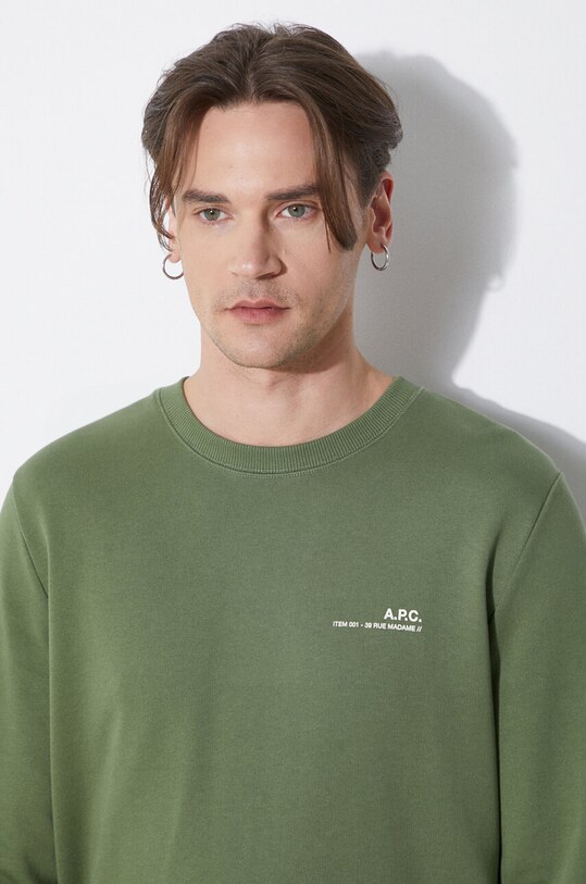 Памучен суичър A.P.C. sweat item COFBQ.H27608.KAE зелен