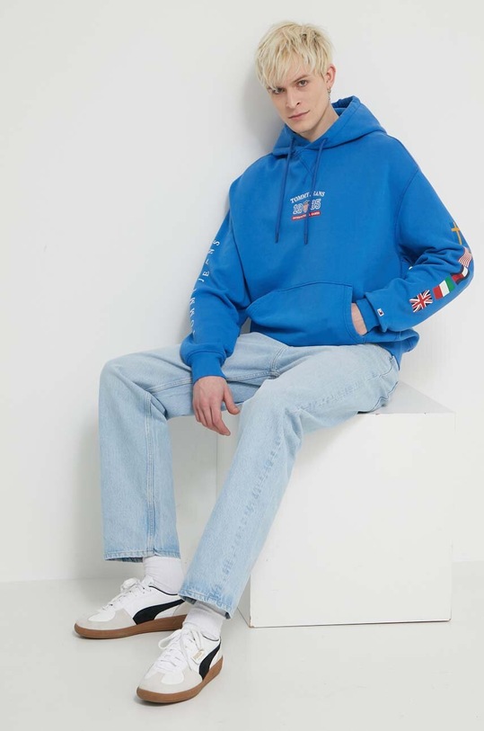 Tommy Jeans bluza bawełniana Archive Games nadruk niebieski DM0DM19544