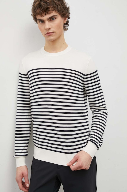 Theory sweter wełniany okrągły beżowy O0281703